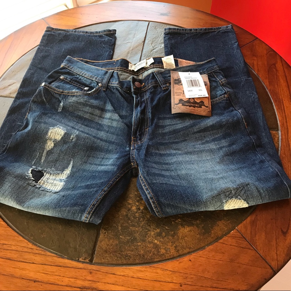Men’s Ripped Dark Denim Jeans